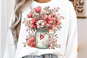 Spring flowers mason jar clipart, an Illustration by SinaCreation (Thumbnail 6 of 11)