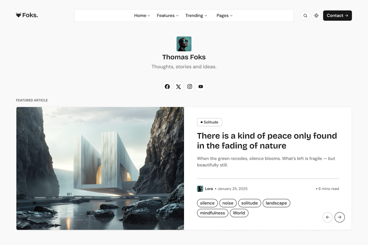 Foks - Lightweight Blog WP theme, a WordPress Template by AliThemes (Photo 5 of 6)