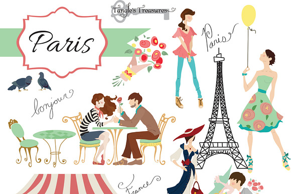Paris digital clipart set preview 2