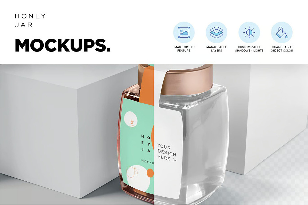 Honey Jar Mockups, a Product Mockup by megostudi0 (Photo 5 of 8)