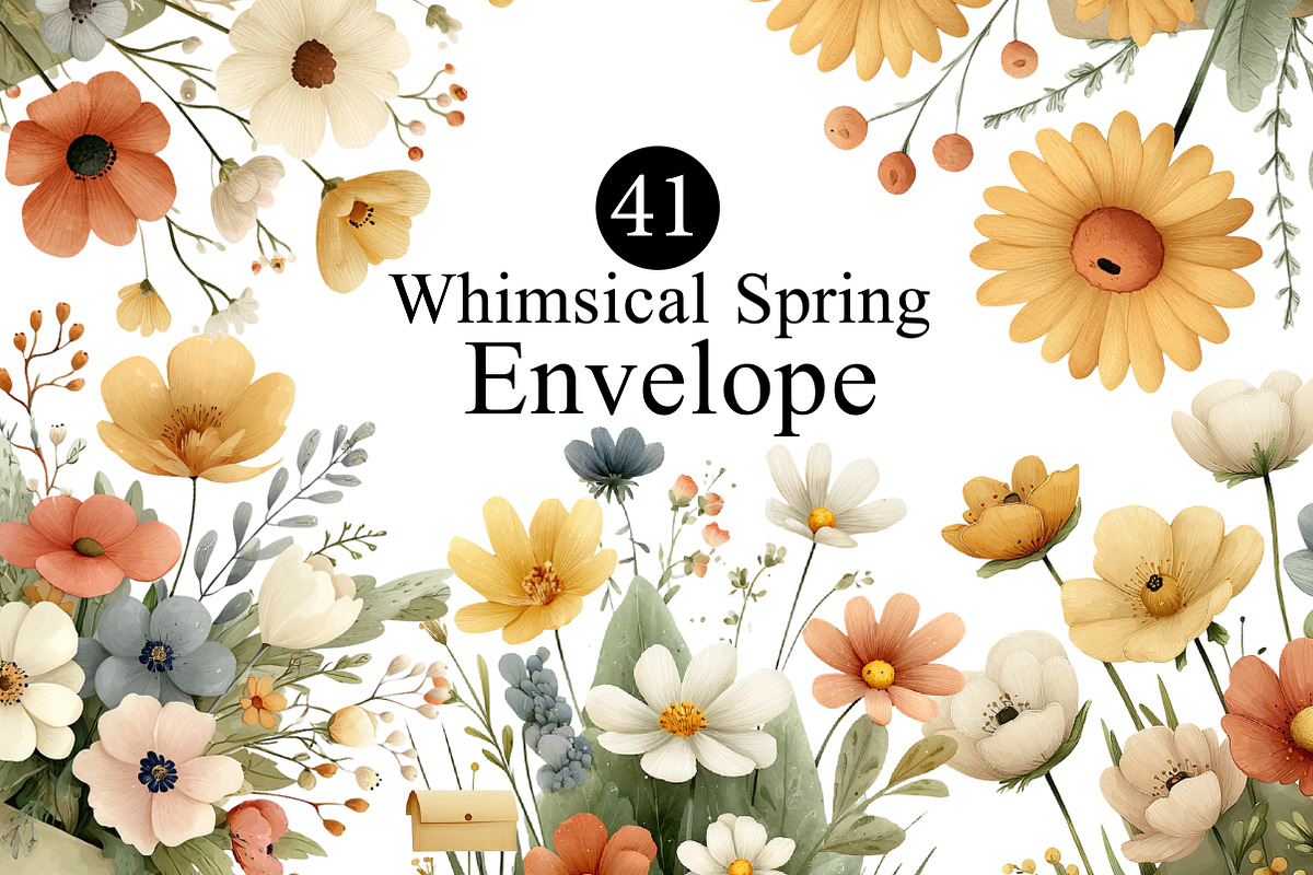 Whimsical Spring Envelope Clipart, an Illustration by DreamArtGraphic (Photo 1 of 8)