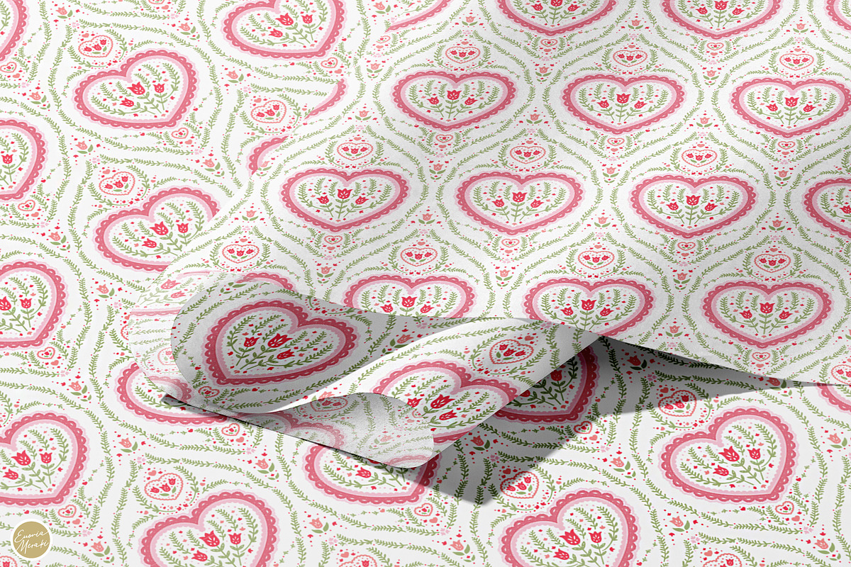 Cottagecore Pattern 8 Romantic Heart, a Pattern Graphic by Euonia Meraki (Photo 2 of 13)