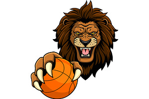 Wild Lion Clutching Basketball, an Illustration by HitToon