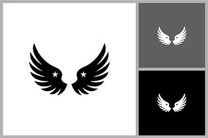 Wings Silhouette with Stars Icon, a Branding & Logo Template by quadrazo