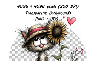 Whimsical Cat Valentine Clipart Set, an Animal Illustration by one-touch (Thumbnail 19 of 19)