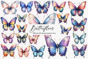 Watercolor Butterflies Clipart, an Illustration by Designworld