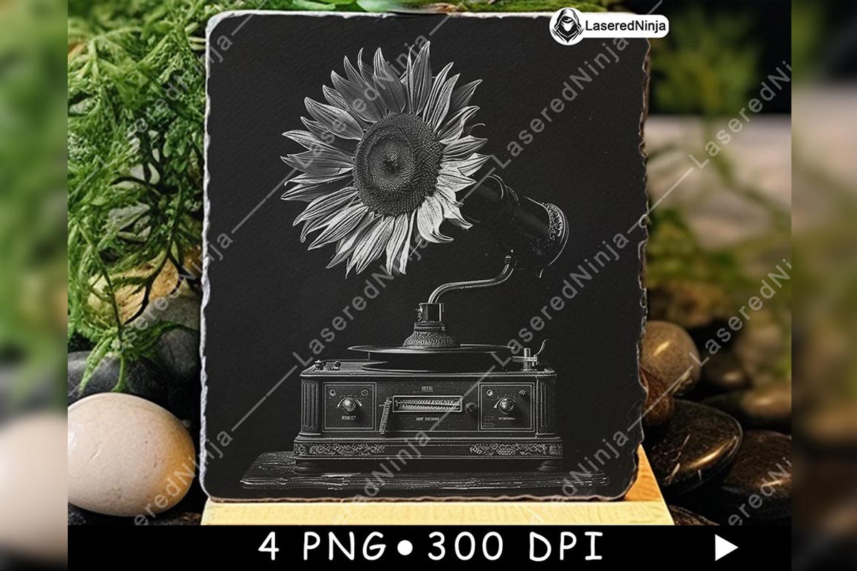 Vintage Gramophone Sunflower Retro, a Background Graphic by LaseredNinja (Photo 4 of 7)