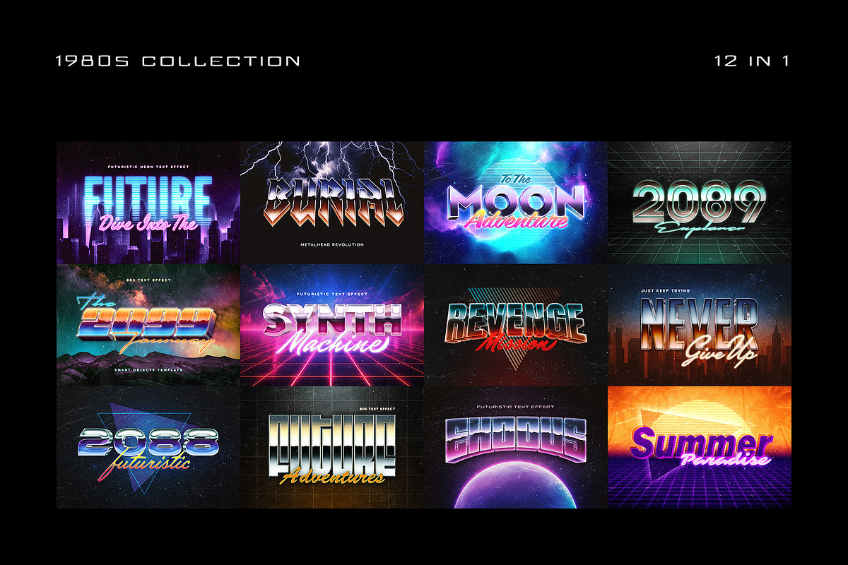 80s Text Effects Collection, a Layer Style Add-On by pixelbuddha.net (Photo 2 of 15)