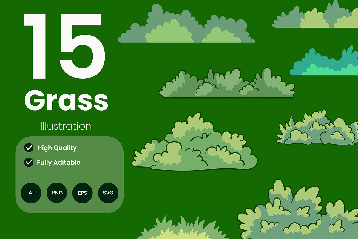 Grass Illustration Pack, an Illustration by baii09 (Photo 1 of 2)