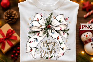 Merry And Bright Christmas Bow PNG, a Seasonal Illustration by Creative Art