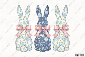 Floral Easter Bunny Bow Sublimation, an Illustration by CraftArtStudio
