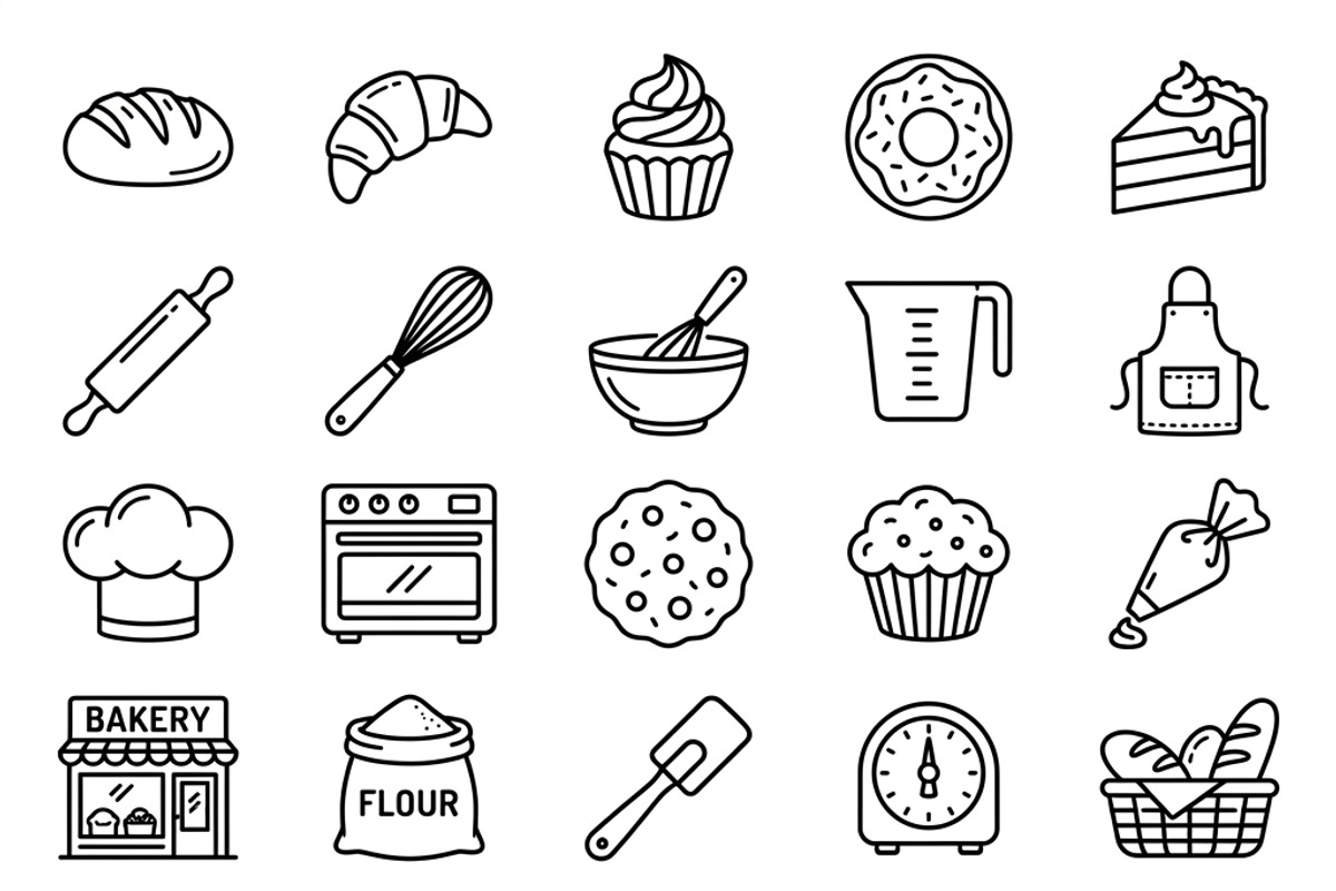42 Home Bakery Outline Icons, an Outline Icon by adenpinkstore (Photo 2 of 9)