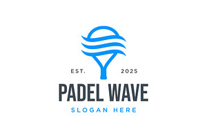 Padel Racket and Wave Logo Design, a Branding & Logo Template by Buqancreative