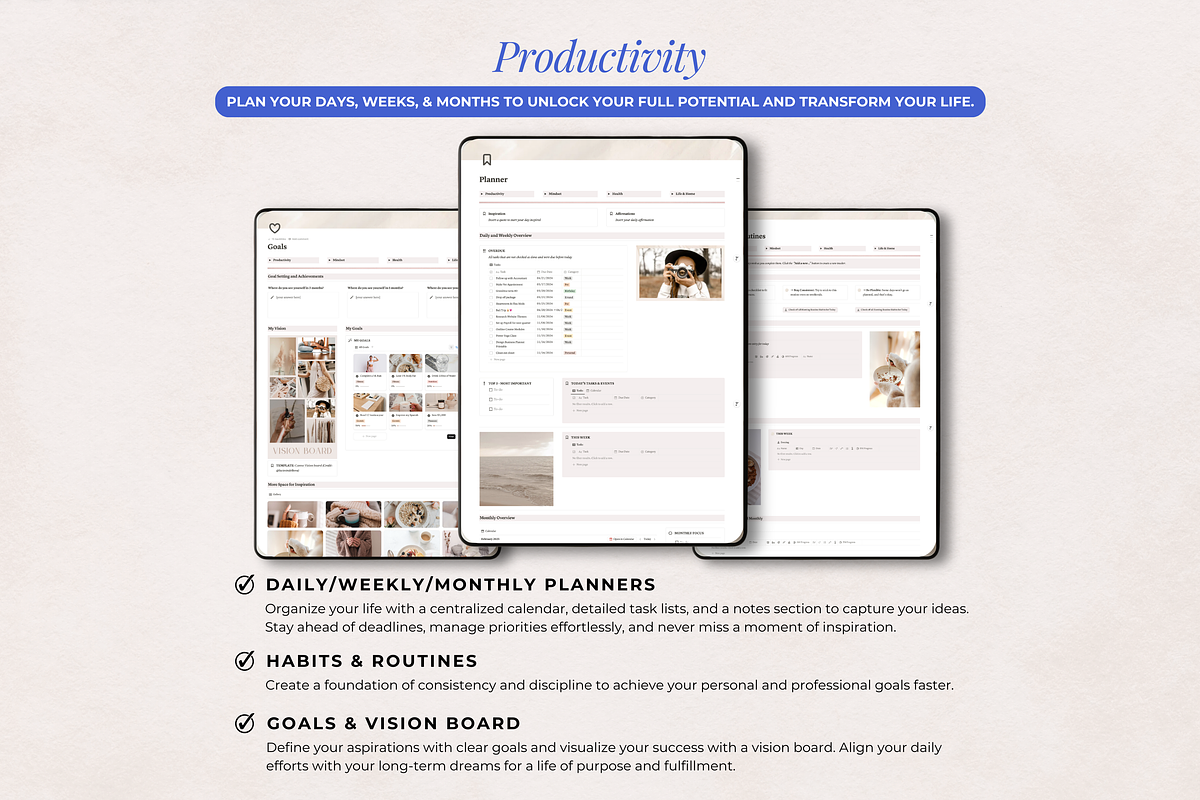 Notion Life Planner Template, an App Template by The Thrive Society (Photo 4 of 10)