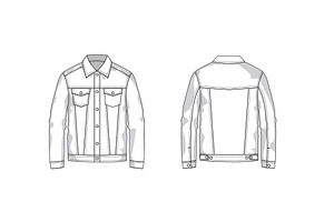 Denim Jacket Fashion Flat Template