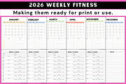 2026 Weekly Fitness Planner, a Stationery Template by Designmela01 (Thumbnail 2 of 7)