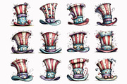 4th of July Top Hat Clipart, an Illustration by Design Market (Thumbnail 2 of 4)