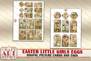 Easter Little Girls Eggs Collage