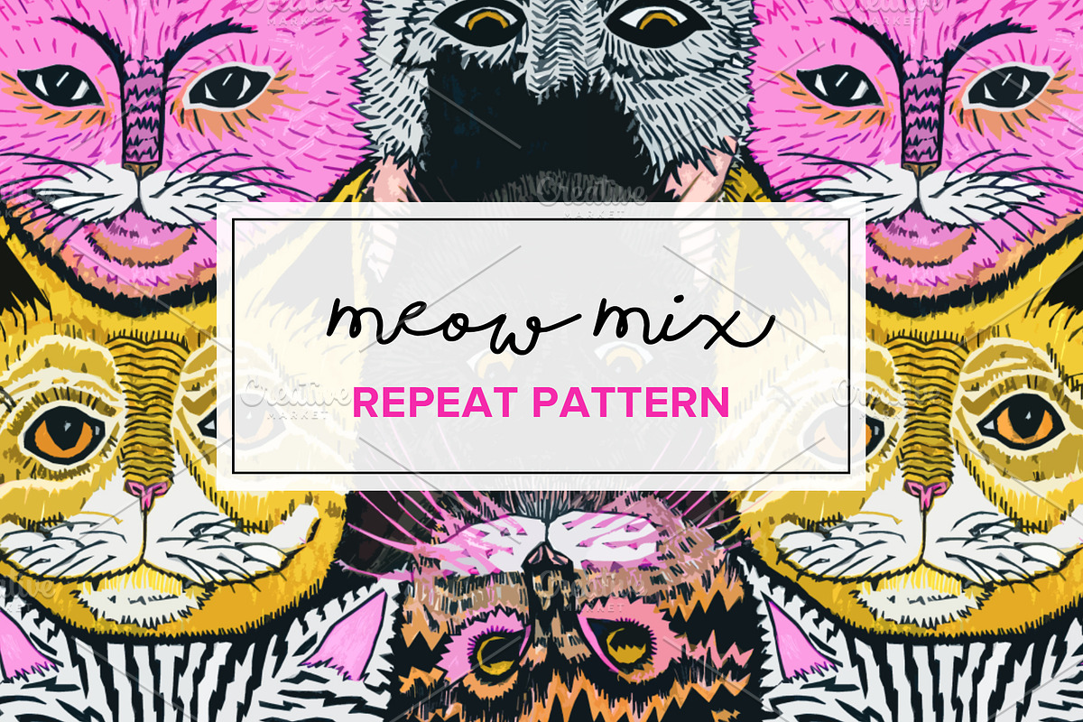 Meow Mix Cats | Seamless Pattern, a Pattern Graphic by PATTERNBASE (Photo 1 of 9)