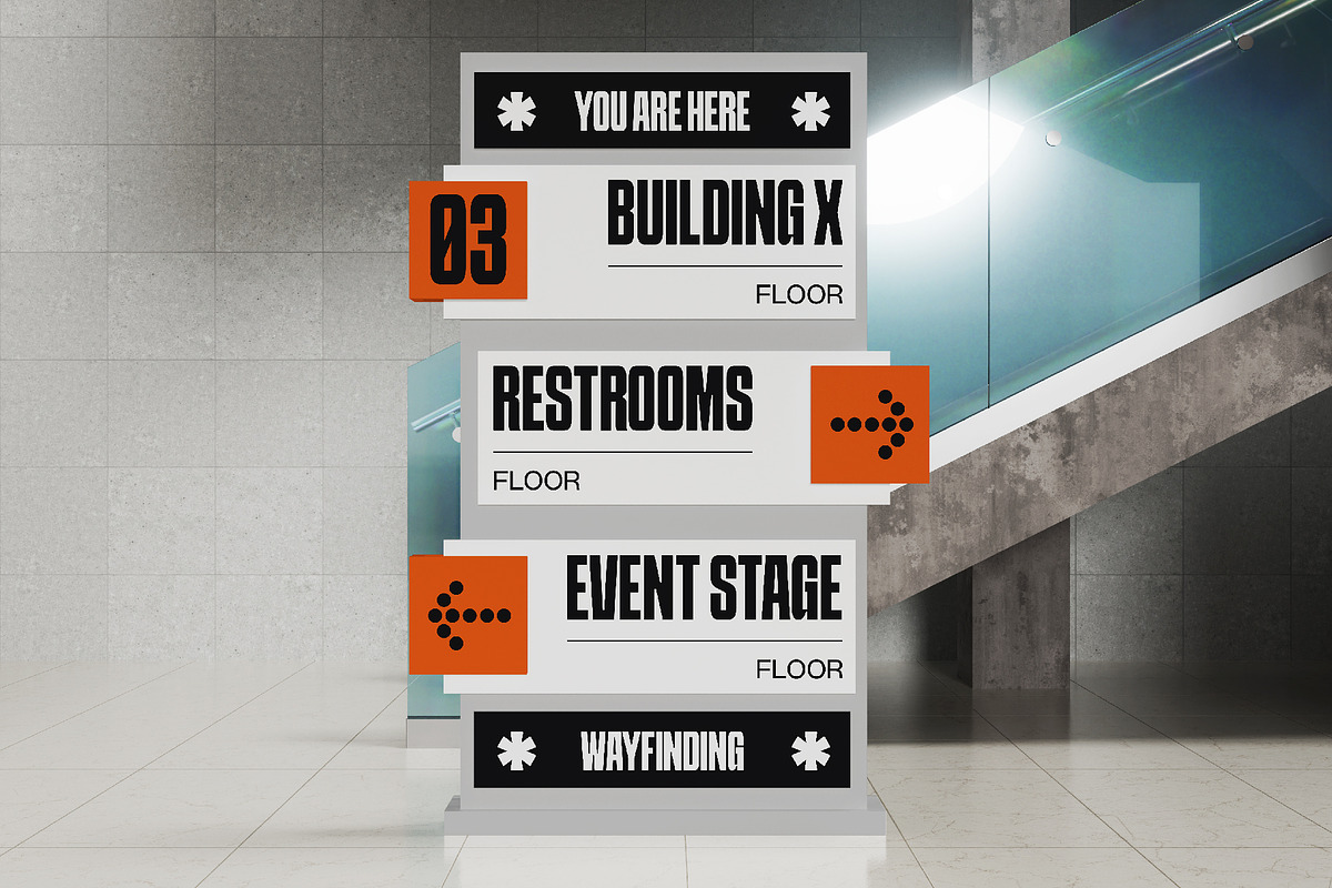 Freestanding Wayfinding Sign Mockup, an Advertising Mockup by herutage (Photo 3 of 4)