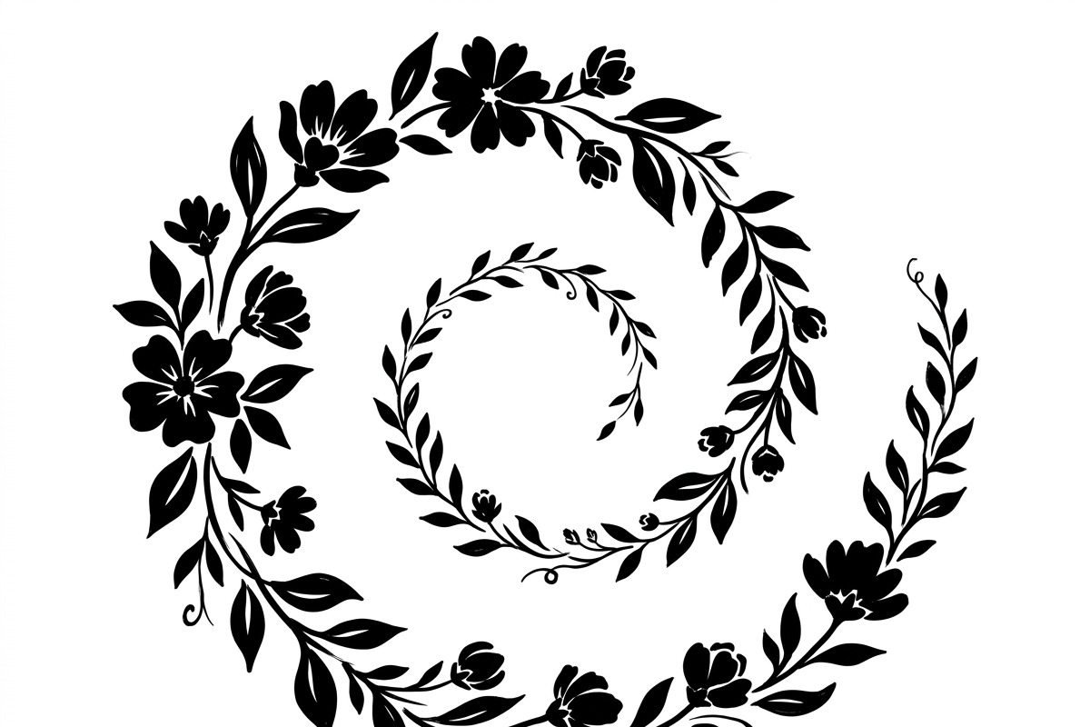 50 Elegant Floral Leaf Spiral Frame, a Decorative Illustration by Amazin_art (Photo 7 of 25)