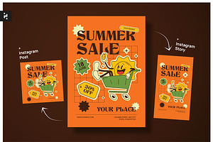 Orange Retro Summer Sale Flyer, a Flyer Template by Neermana