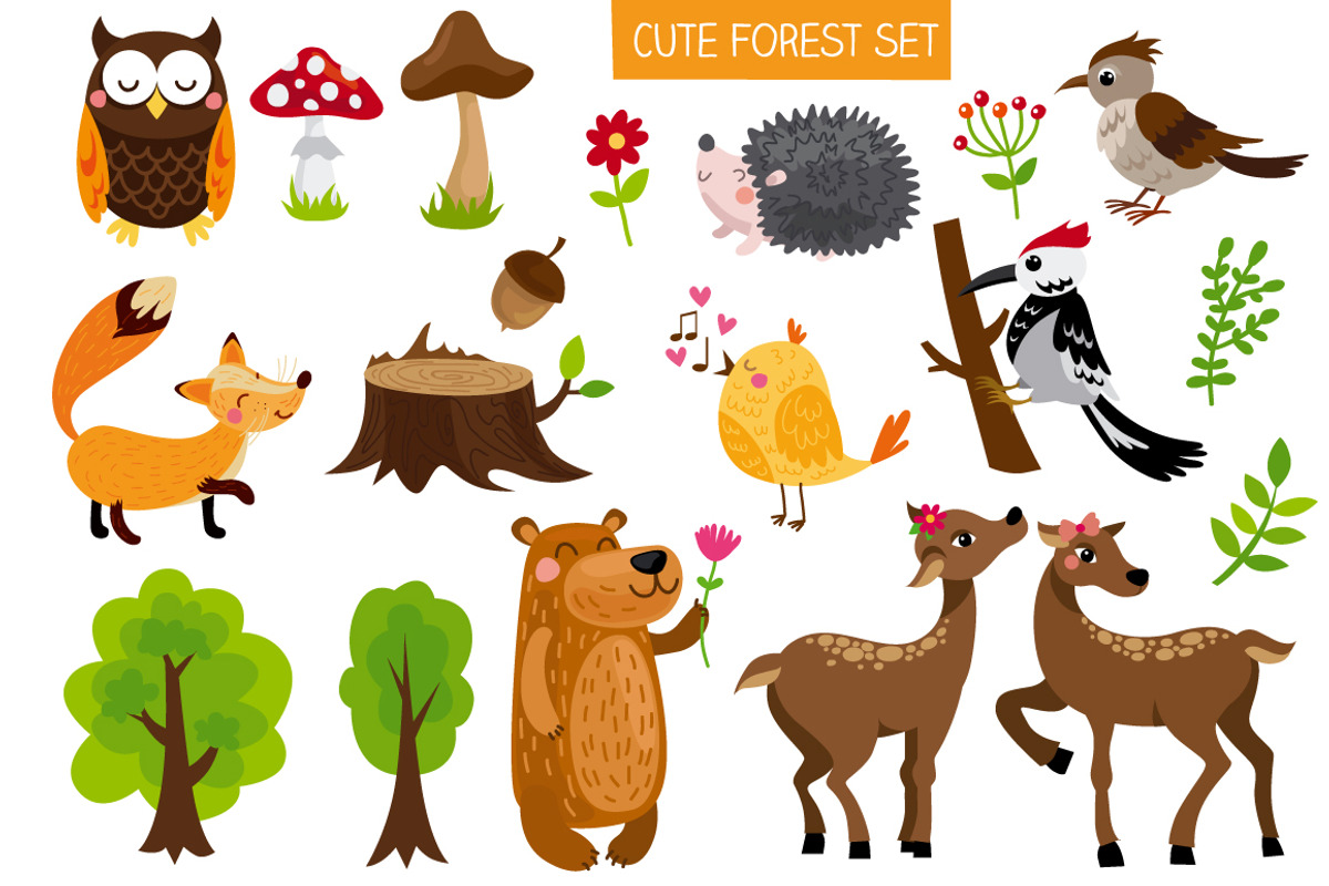 Cute forest set, a Pattern Graphic by martynmarin (Photo 1 of 5)