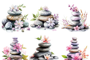 Zen Stones Spa Art Clipart Bundle