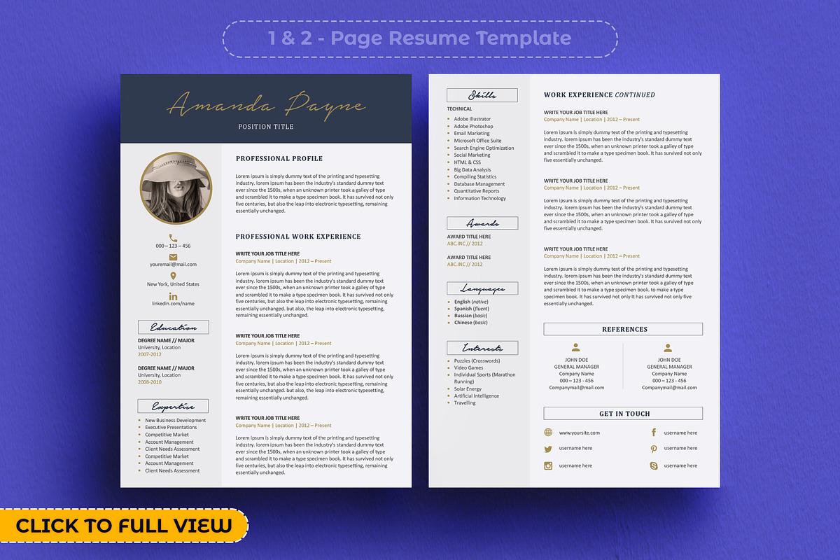 Resume Template Word + BONUS, a Resume Template by A1RESUME (Photo 3 of 7)