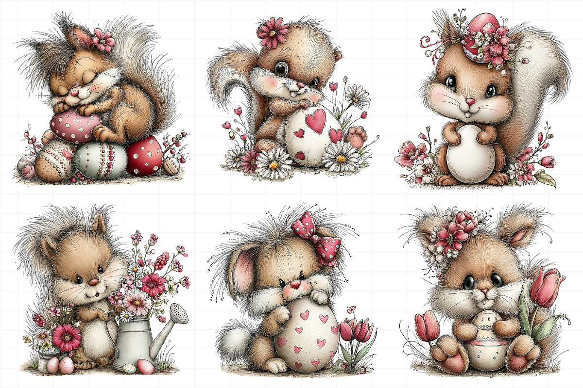 Whimsical Easter Squirrel Clipart, an Illustration by Daily.Designs (Photo 4 of 8)