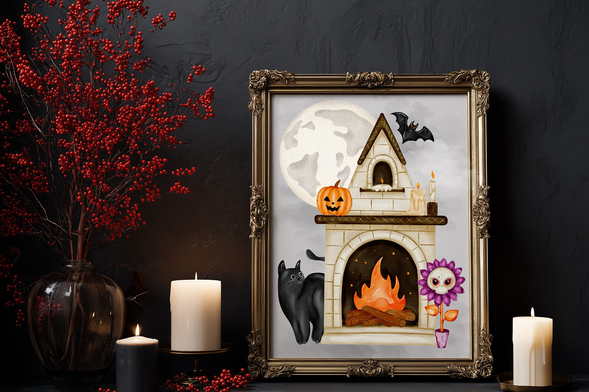 Halloween Watercolor Clipart Set, a Seasonal Illustration by ZabolotnaArt (Photo 5 of 8)