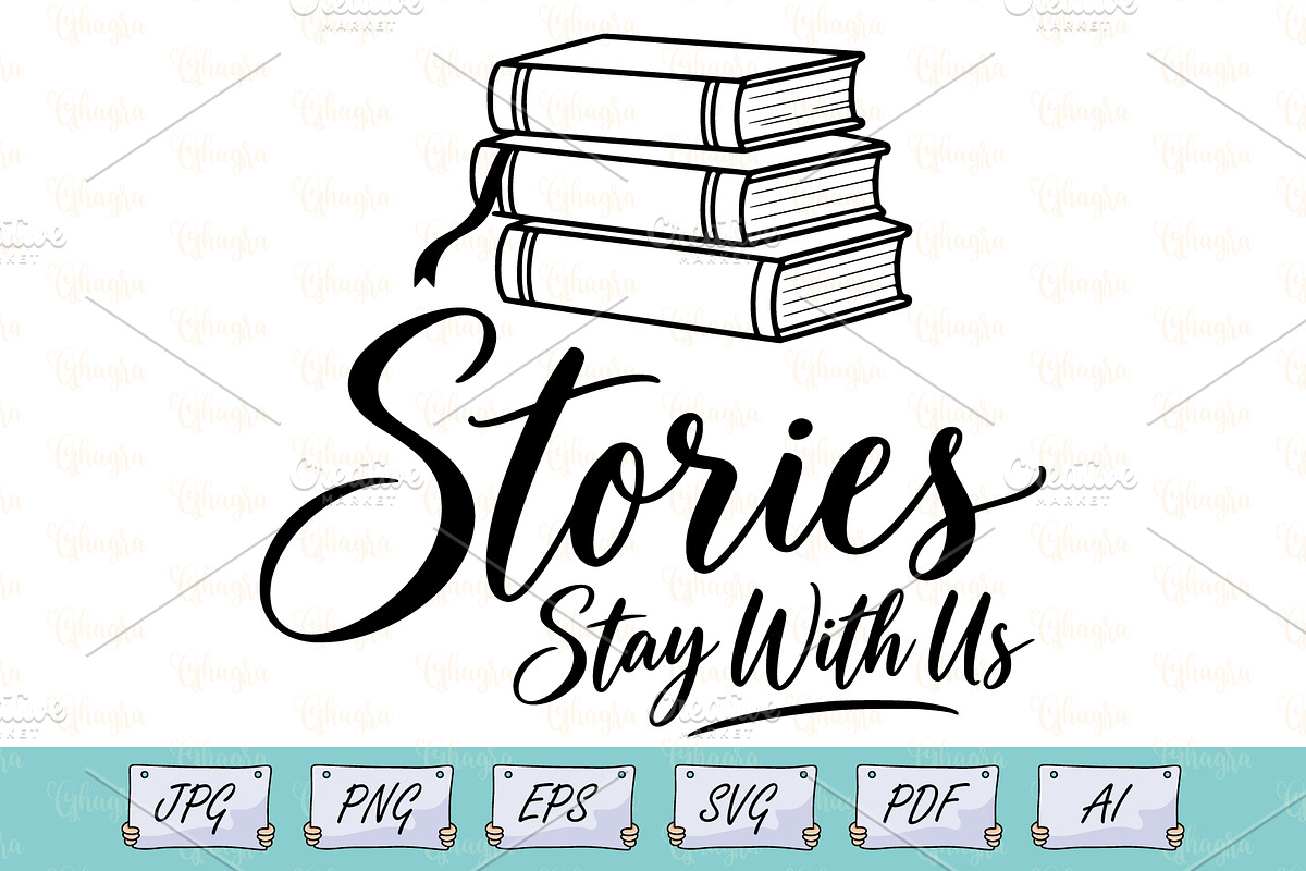 Stories Stay With Us Book Line Art, an Object Illustration by Ghagra (Photo 1 of 7)