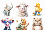 Watercolor Funny Animals Clipart, an Illustration by Craft Nest (Thumbnail 2 of 6)