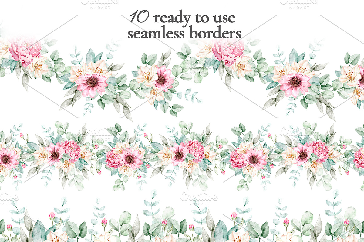Watercolor Floral Clipart, a Decorative Illustration by Eves_Aquadreams (Photo 5 of 18)