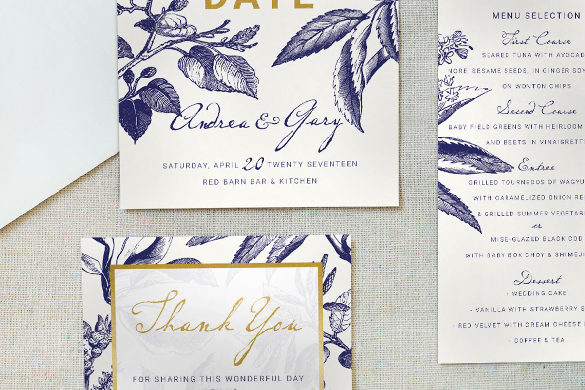 Gold & Navy Wedding Invitation Suite, an Invitation Template by BlueRobinDesignShop (Photo 2 of 7)