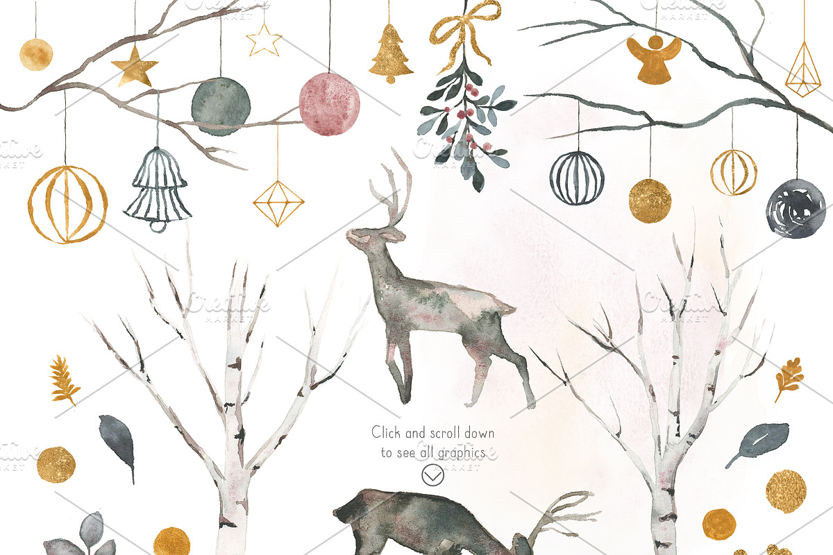 Scandinavian Winter Watercolor Set, an Animal Illustration by RhianAwni (Photo 4 of 13)