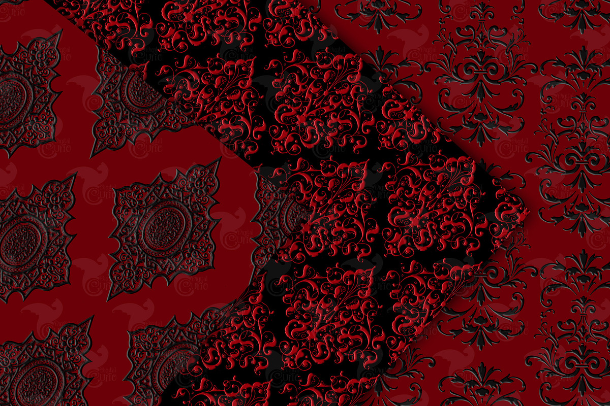 Red and Black Damask Digital Paper, a Texture Graphic by Digital Curio (Photo 2 of 7)