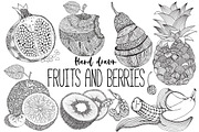 Fruits and berries - hand drawn set, a Decorative Illustration by ImHope (Thumbnail 1 of 4)