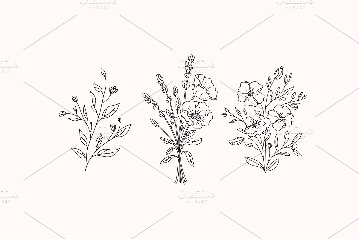 20 Hand Drawn Flower Bouquet Svg, a Decorative Illustration by BoudaTemplate (Photo 2 of 3)