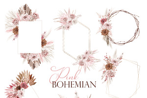 Watercolor Flowers - Pink Bohemian