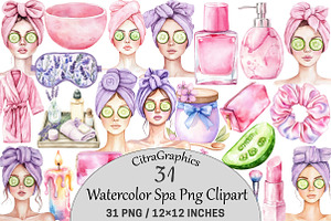 Watercolor Spa Clipart, an Illustration by CitraGraphics