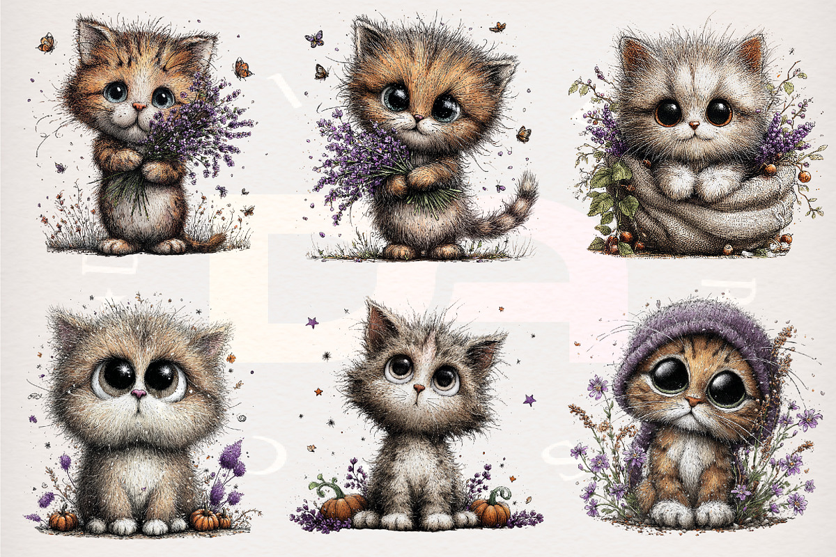 Whimsical Baby Kitten Clipart Bundle, a Transportation Illustration by Digital Artistic99 (Photo 3 of 7)