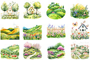 Spring Garden Pretty Clipart, an Illustration by DreamCafeArt (Thumbnail 2 of 8)