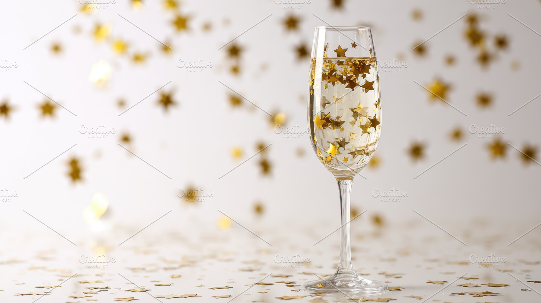 Celebration drink with gold stars, a Photo by Beautiful things