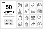 Lifestyle Outline Icons, an Outline Icon by Tekuni (Thumbnail 1 of 6)