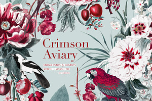 Crimson Aviary - Seamless Pattern