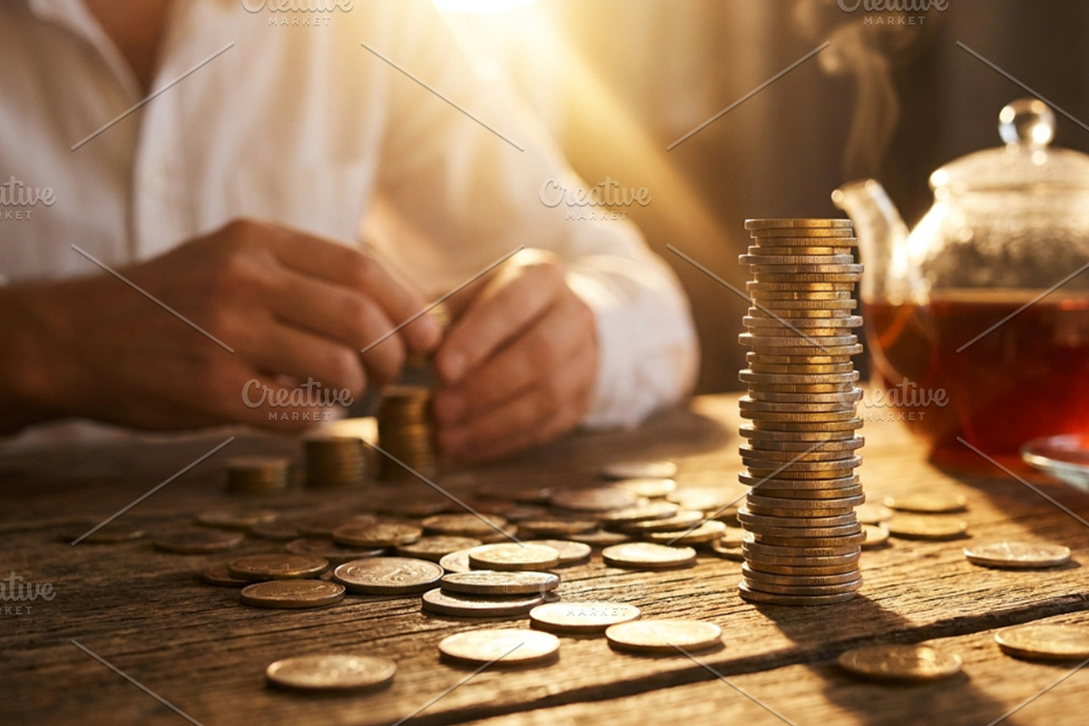 Hands counting coins on table, a Business Photo by nandinigraphics (Photo 2 of 2)