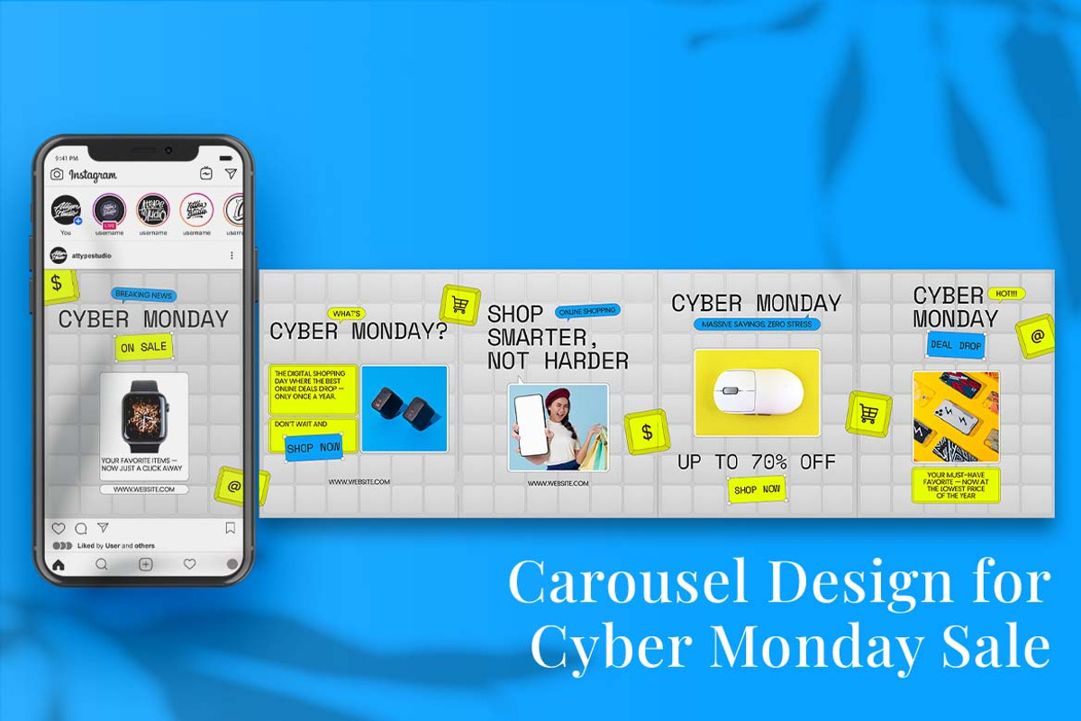 Cyber Monday Sale Instagram Carousel, a Social Media Template by Attype (Photo 5 of 5)
