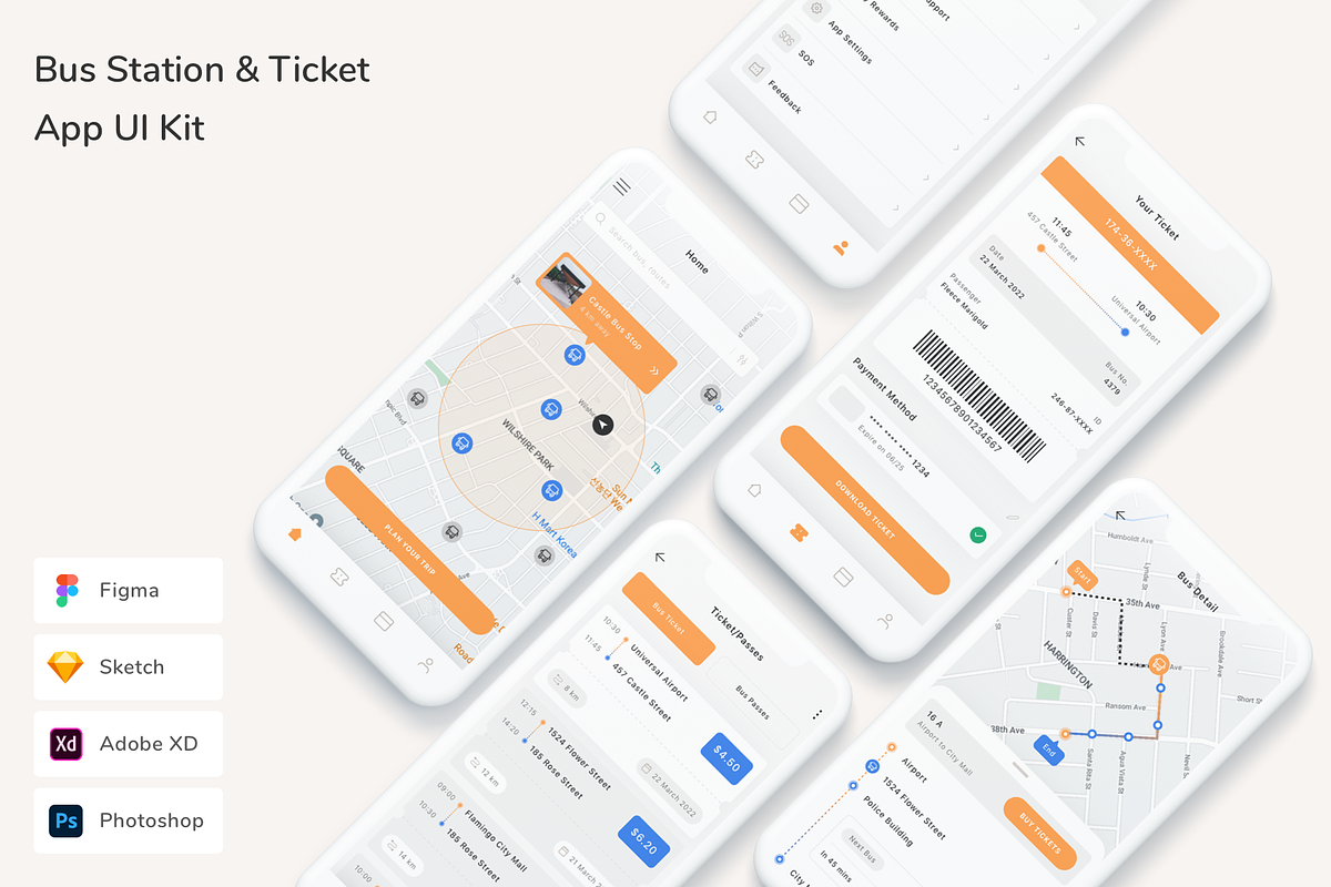 Bus Station & Ticket App UI Kit, an UI Kit Template by Betush