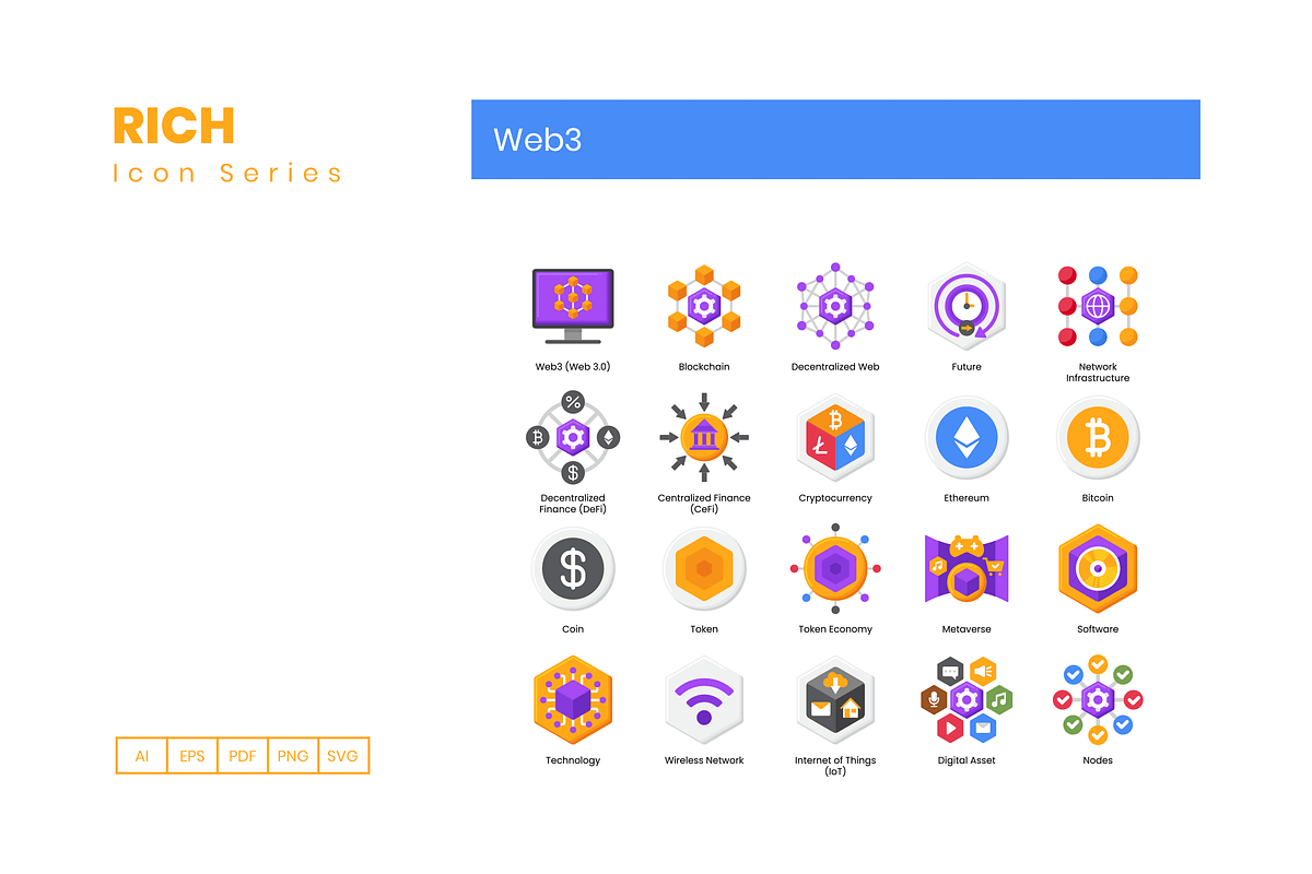 65 Web3 Icons | Rich, an Icon by Flat Icons